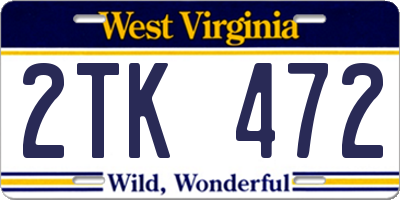 WV license plate 2TK472