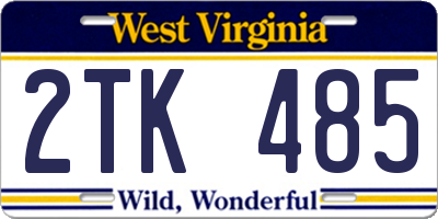 WV license plate 2TK485