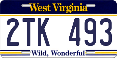 WV license plate 2TK493