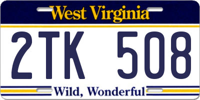 WV license plate 2TK508