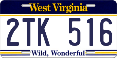 WV license plate 2TK516