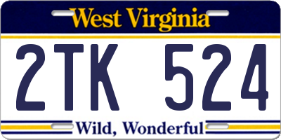 WV license plate 2TK524