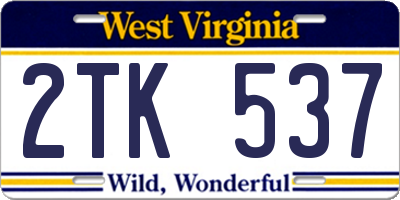 WV license plate 2TK537