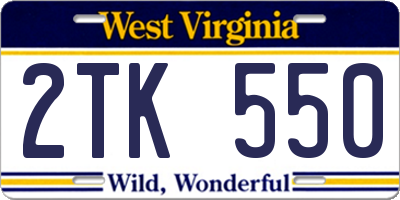 WV license plate 2TK550