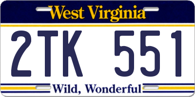WV license plate 2TK551