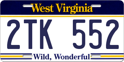 WV license plate 2TK552