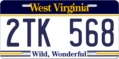 WV license plate 2TK568