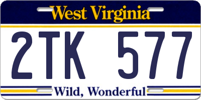 WV license plate 2TK577