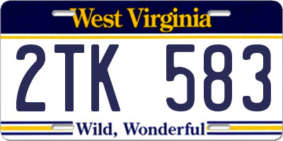 WV license plate 2TK583
