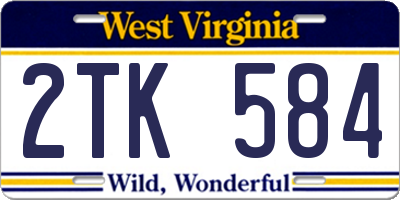 WV license plate 2TK584