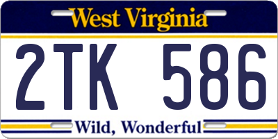 WV license plate 2TK586
