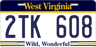 WV license plate 2TK608