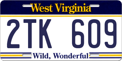 WV license plate 2TK609