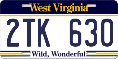 WV license plate 2TK630