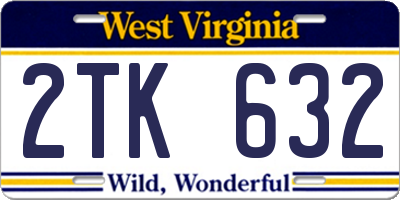 WV license plate 2TK632