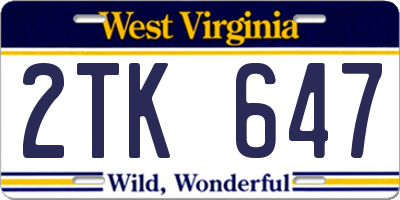 WV license plate 2TK647
