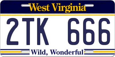 WV license plate 2TK666