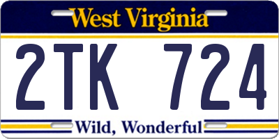 WV license plate 2TK724