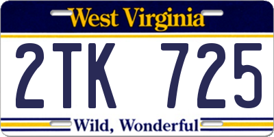 WV license plate 2TK725