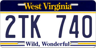 WV license plate 2TK740