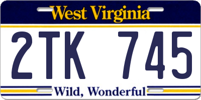 WV license plate 2TK745