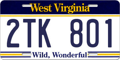 WV license plate 2TK801