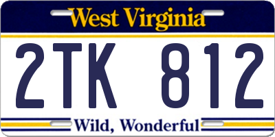 WV license plate 2TK812
