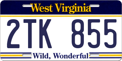 WV license plate 2TK855