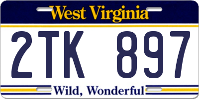 WV license plate 2TK897