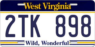 WV license plate 2TK898