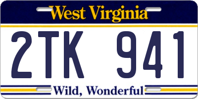 WV license plate 2TK941