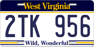 WV license plate 2TK956