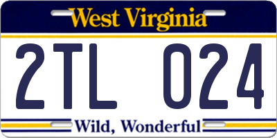 WV license plate 2TL024