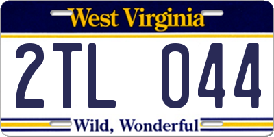 WV license plate 2TL044