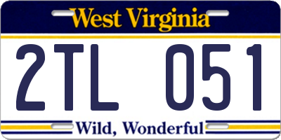 WV license plate 2TL051