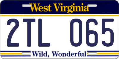 WV license plate 2TL065