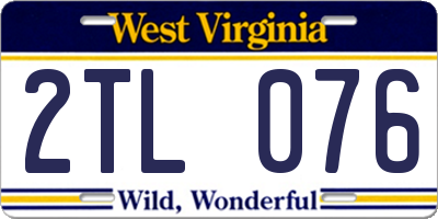 WV license plate 2TL076