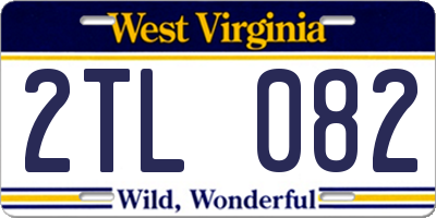 WV license plate 2TL082