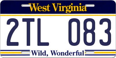 WV license plate 2TL083