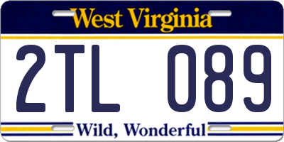 WV license plate 2TL089
