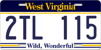 WV license plate 2TL115