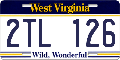 WV license plate 2TL126