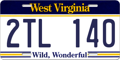 WV license plate 2TL140