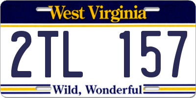 WV license plate 2TL157