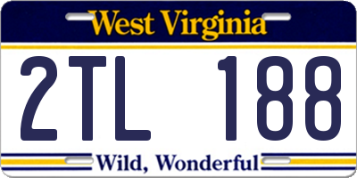 WV license plate 2TL188