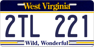 WV license plate 2TL221