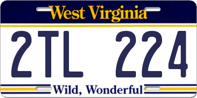 WV license plate 2TL224