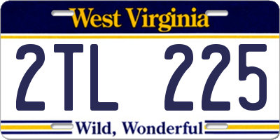 WV license plate 2TL225