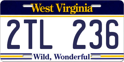 WV license plate 2TL236