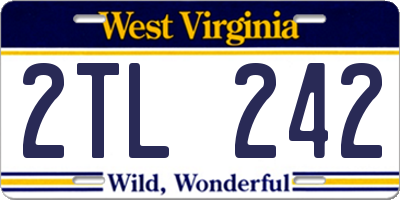 WV license plate 2TL242